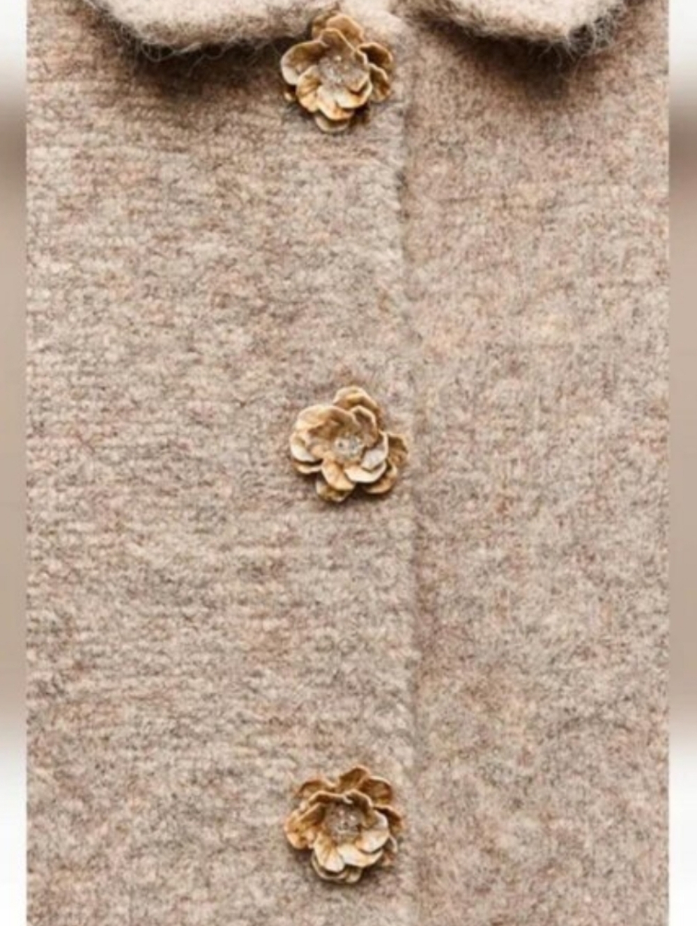 ZARA FAUX FUR KNIT CARDIGAN WITH FLOWER BUTTONS Size S - Picture 7 of 11